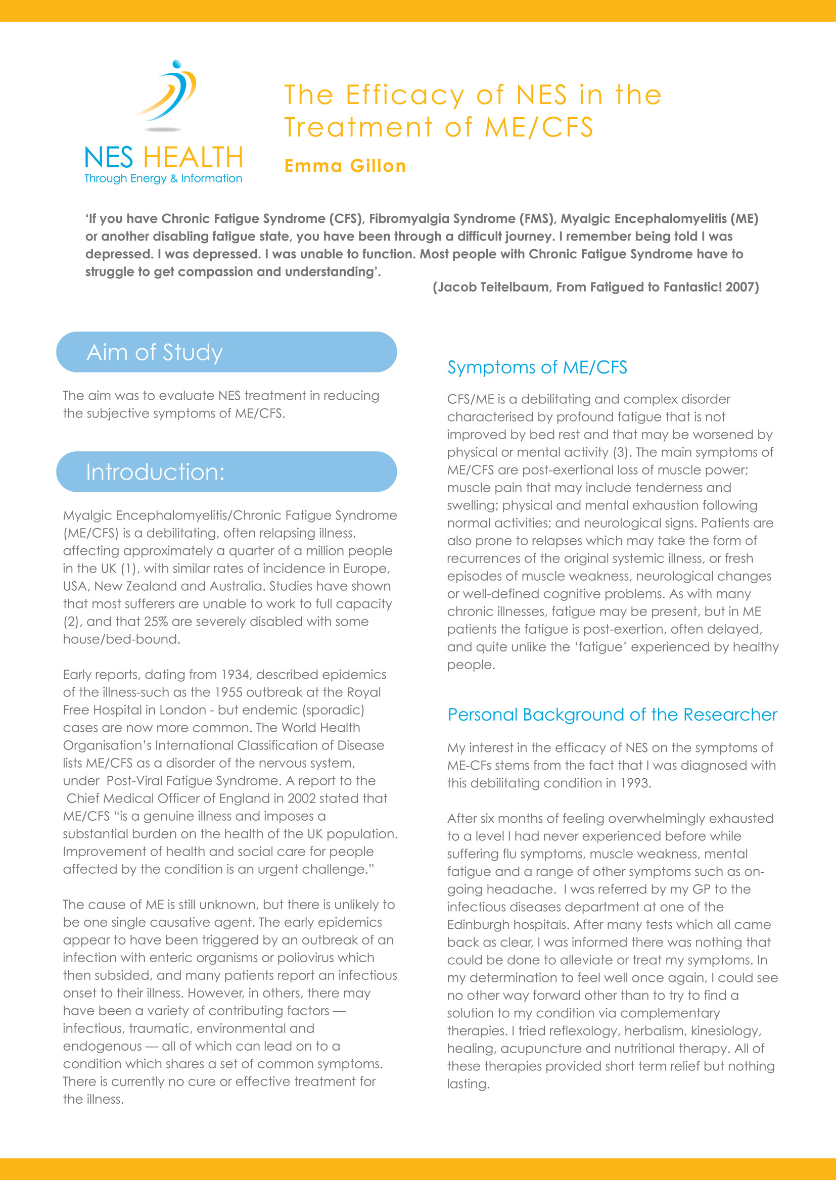 NES Health CFS and ME study.