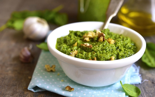 Nutritious moringa pesto - a favorite bioenergetic dish bursting with nutrients.