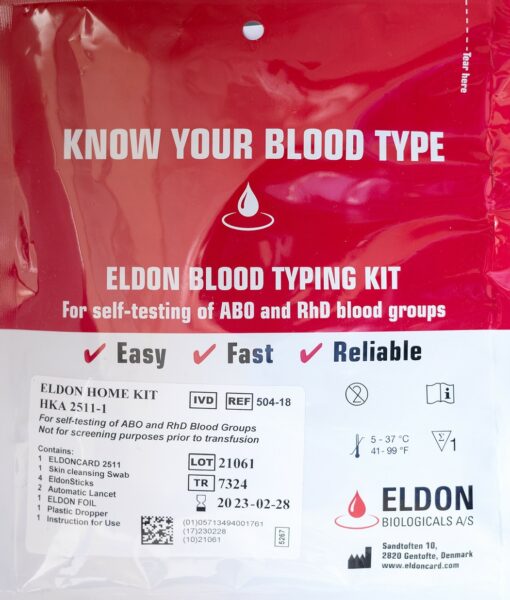 Original Home Blood Typing Kit - safe and easy to use, discover your blood type at home in under 10 minutes.