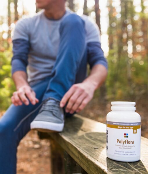 Polyflora - Pre-Probiotic (Blood Type B) - personalized probiotic with flora specifically beneficial for Blood Type B. Also includes prebiotic synergists to strengthen digestive health.