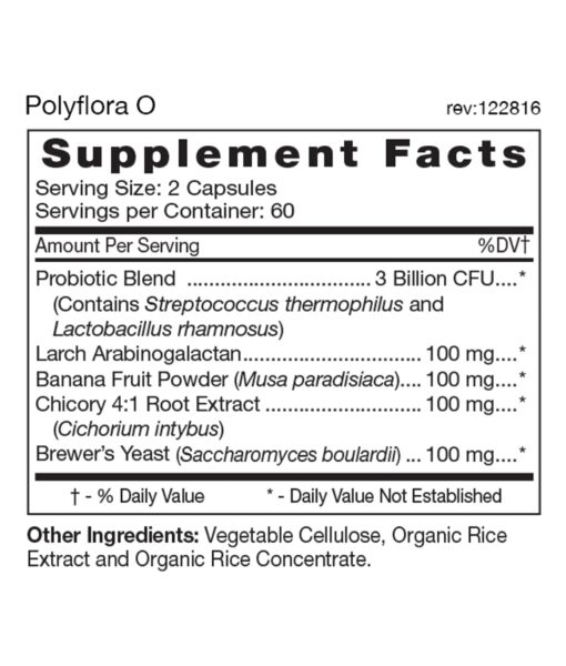 Polyflora - Pre-Probiotic (Blood Type O) - personalized probiotic with flora specifically beneficial for Blood Type O. Also includes prebiotic synergists to strengthen digestive health.