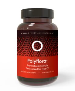 Polyflora - Pre-Probiotic (Blood Type O) - personalized probiotic with flora specifically beneficial for Blood Type O. Also includes prebiotic synergists to strengthen digestive health.