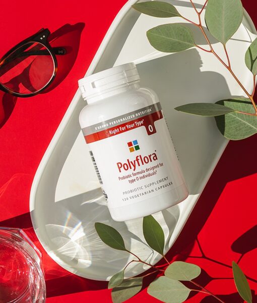 Polyflora - Pre-Probiotic (Blood Type O) - personalized probiotic with flora specifically beneficial for Blood Type O. Also includes prebiotic synergists to strengthen digestive health.