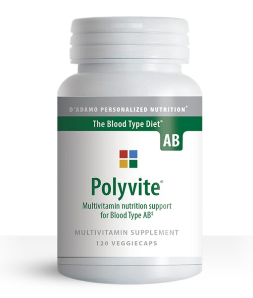 Polyvite - Personalized Multivitamin (Blood Type AB) - personalized multivitamin with herbal and nutritional immunomodulators to address the specific needs of Blood Type ABs.