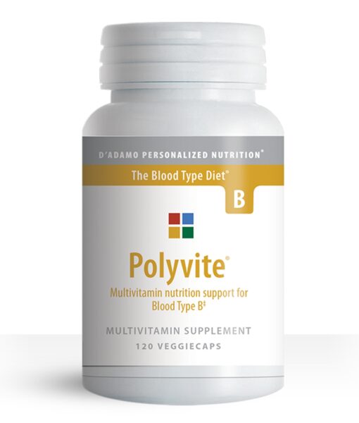 Polyvite - Personalized Multivitamin (Blood Type B) - personalized multivitamin with herbal and nutritional neurovascular support to address the specific needs of Blood Type Bs.