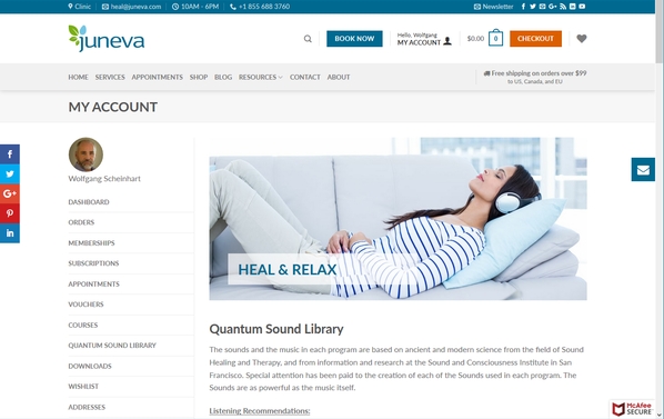 Juneva Health membership enhancements such as quantum sound library.