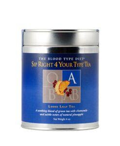 Sip Right 4 Your Type Tea (Blood Type A) - premium loose tea crafted to harmonize with the biological needs of Blood Type As. Synergistically combines the health benefits of green tea with those of licorice and chamomile.