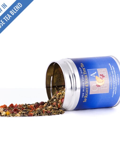 Sip Right 4 Your Type Tea (Blood Type A) - premium loose tea crafted to harmonize with the biological needs of Blood Type As. Synergistically combines the health benefits of green tea with those of licorice and chamomile.