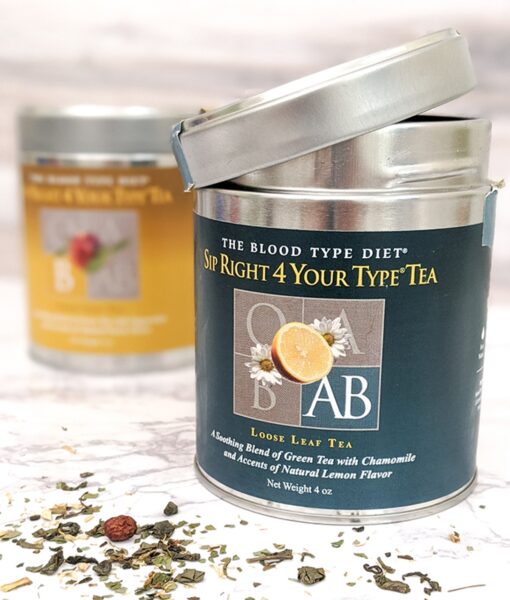 Sip Right 4 Your Type Tea (Blood Type AB) - premium loose tea crafted to harmonize with the biological needs of Blood Type ABs. Synergistically combines the health benefits of green tea with those of chamomile and hawthorn berries.
