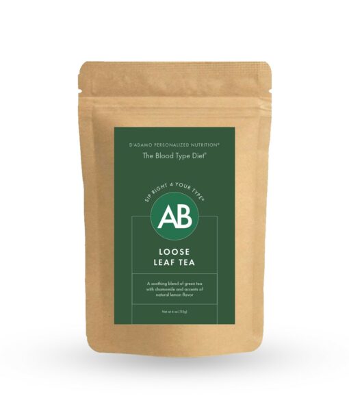 Sip Right 4 Your Type Tea (Blood Type AB) - premium loose tea crafted to harmonize with the biological needs of Blood Type ABs. Synergistically combines the health benefits of green tea with those of chamomile and hawthorn berries.