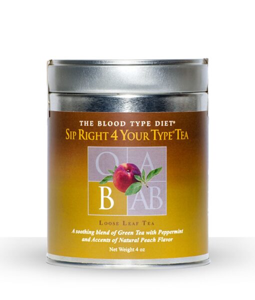 Sip Right 4 Your Type Tea (Blood Type B) - premium loose tea crafted to harmonize with the biological needs of Blood Type Bs. Synergistically combines the health benefits of green tea with those of peppermint and eleuthero.