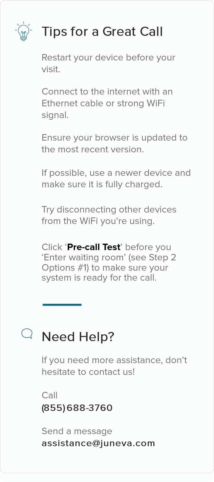 Juneva Health Telehealth Tips For A Great Call.