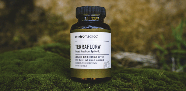 Enviromedica Terraflora Broad Spectrum Synbiotic formulated with a combination of spore form probiotics, and advanced, food-based, ancient prebiotics designed for robust support of gastrointestinal (microbiome) and immune health.