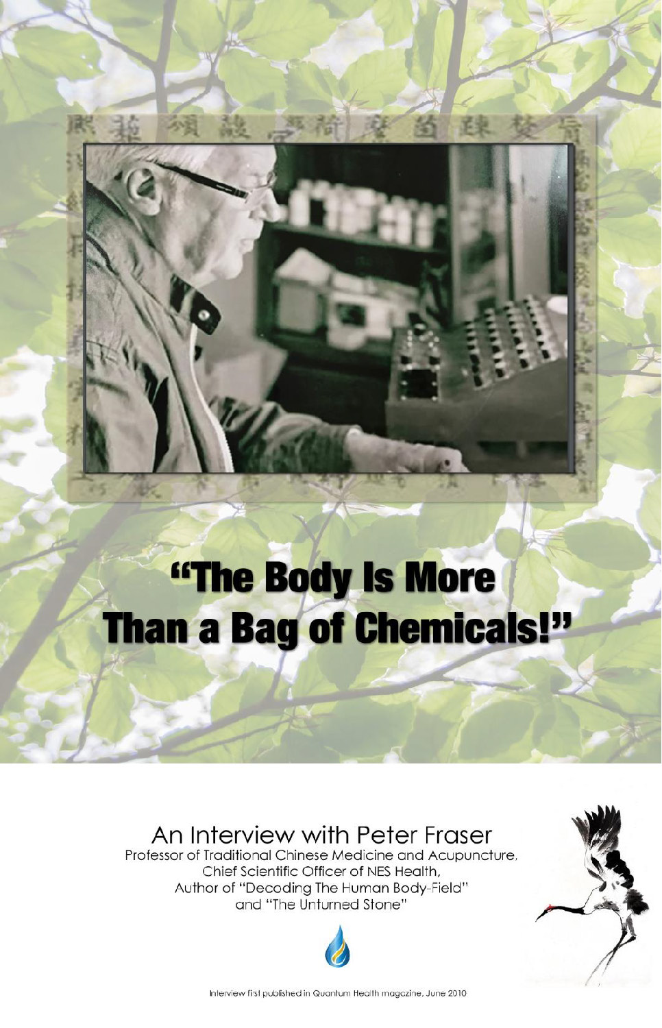 The body is more than a bag of chemicals - a rare interview with NES co-founder Peter Fraser.