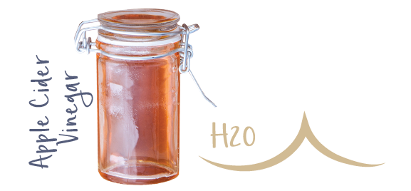 Icon symbolizing apple cider vinegar and H2O in glass jar.