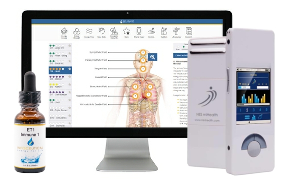 NES body-field scan and therapy using the NES miHealth.