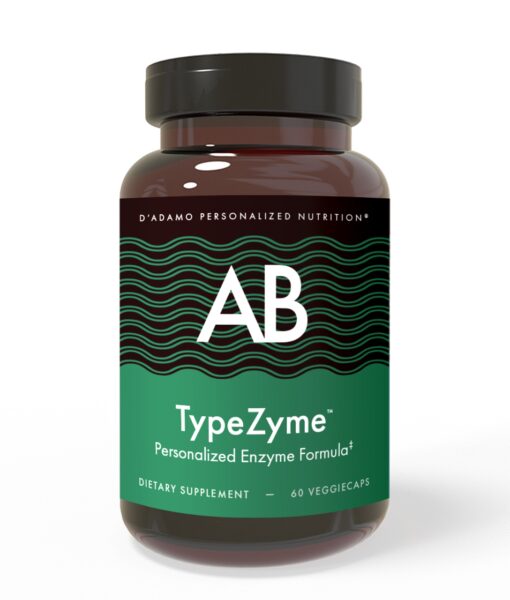 TypeZyme - Digestive Enzyme (Blood Type AB) - digestive enzymes made for your blood type. Specifically formulated to improve nutrient breakdown and absorption for Blood Type ABs.