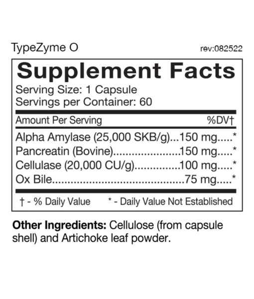 TypeZyme - Digestive Enzyme (Blood Type O) - digestive enzymes made for your blood type. Specifically formulated to improve nutrient breakdown and absorption for Blood Type Os.