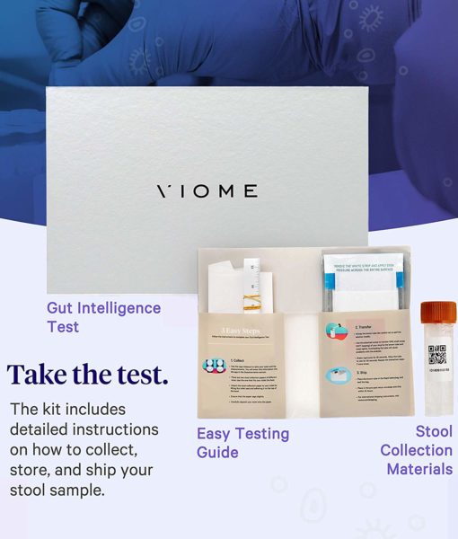 What does the Viome Gut Intelligence Test Kit include? It is the most advanced, cutting-edge technology gut health (microbiome) analysis test with personalized recommendations for food or supplements to restore a healthy gut flora.