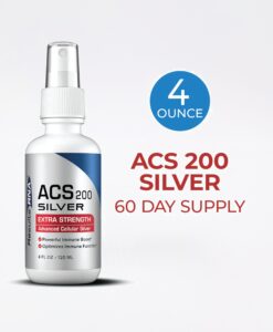 ACS 200 Silver Extra Strength 4oz - #1 advanced cellular silver promoting healthy immune system and natural inflammatory support.