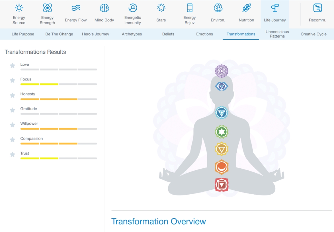 NES Body-Field Scan - Life Journey Transformations screen.